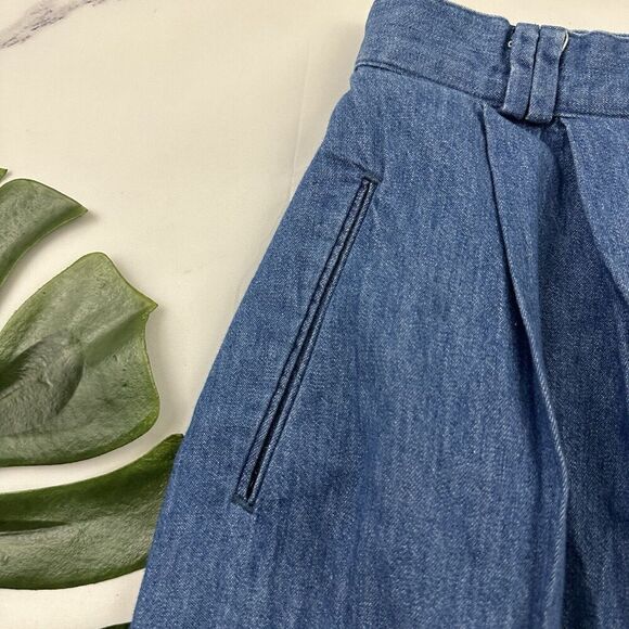 Talbots Womens Vintage 90s Denim Maxi Skirt Size M Blue Pleated Pockets - Picture 5 of 10